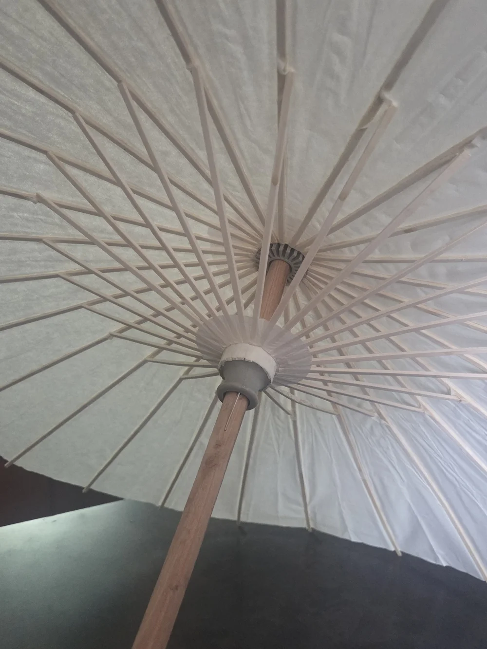 White Paper Parasol Umbrella Wood Bamboo Asian Wedding Decor 32”